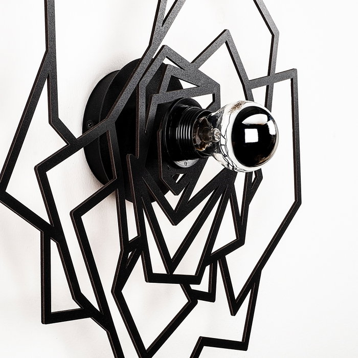 Opviq Lámpara de Pared W-042 Negra con Diseño Floral